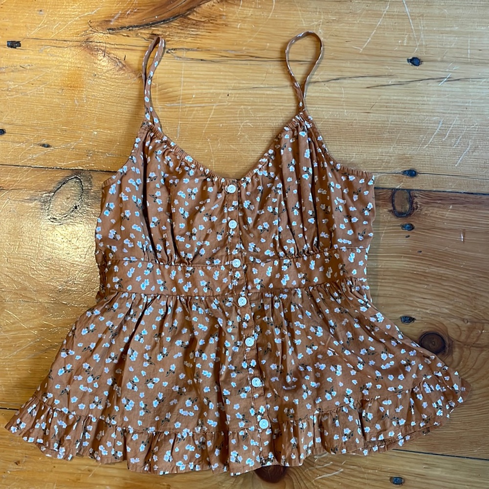 Rust floral tank top